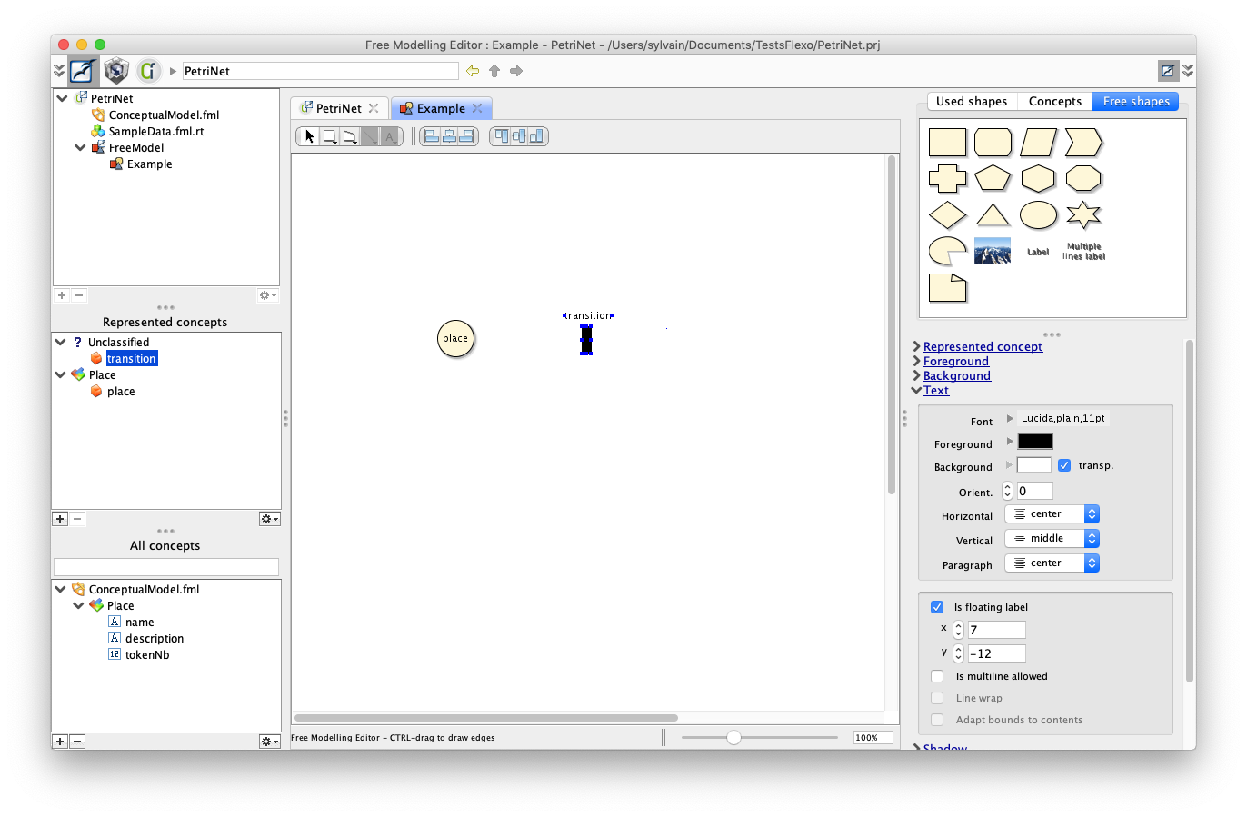 Draw transition shape