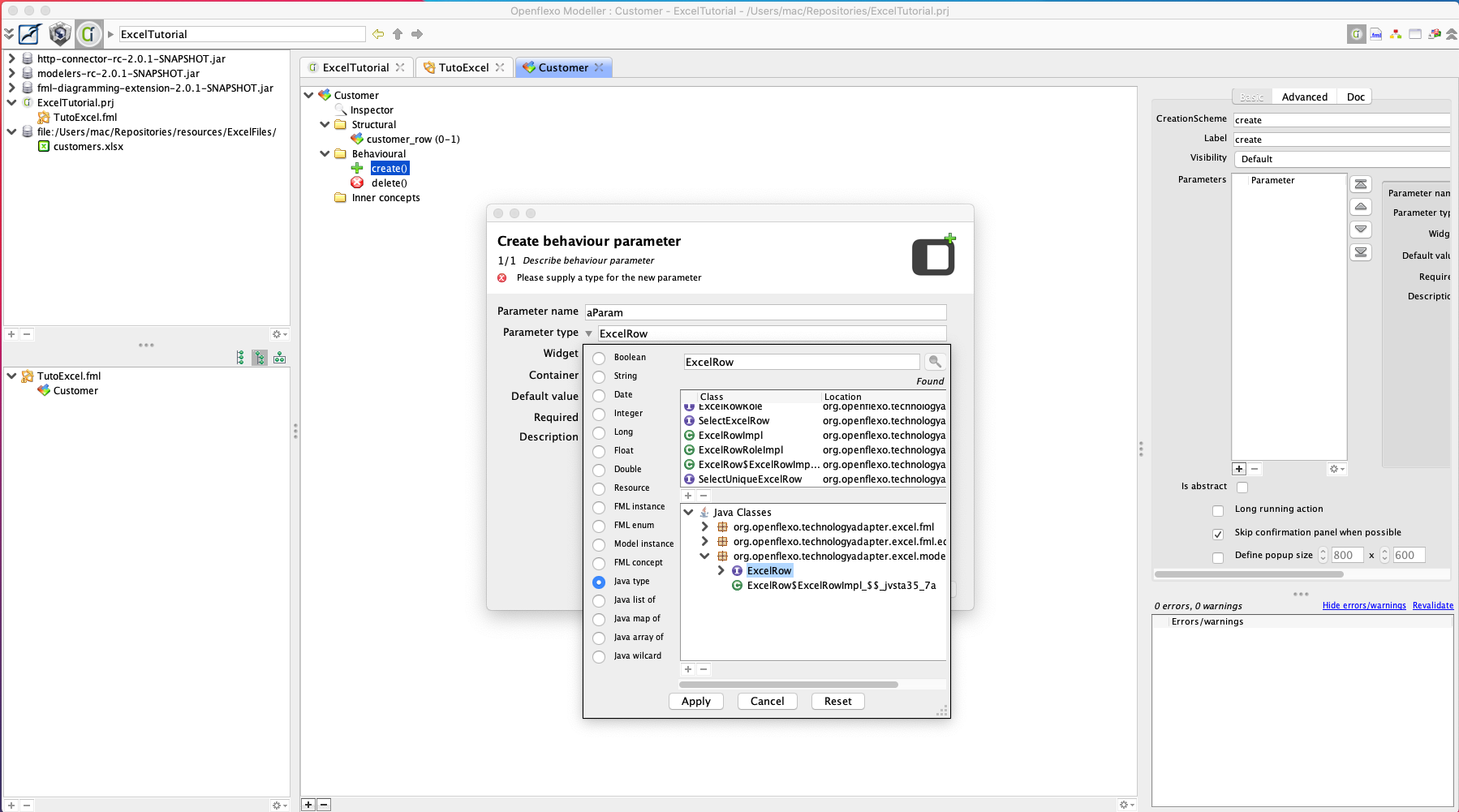 Set row parameter